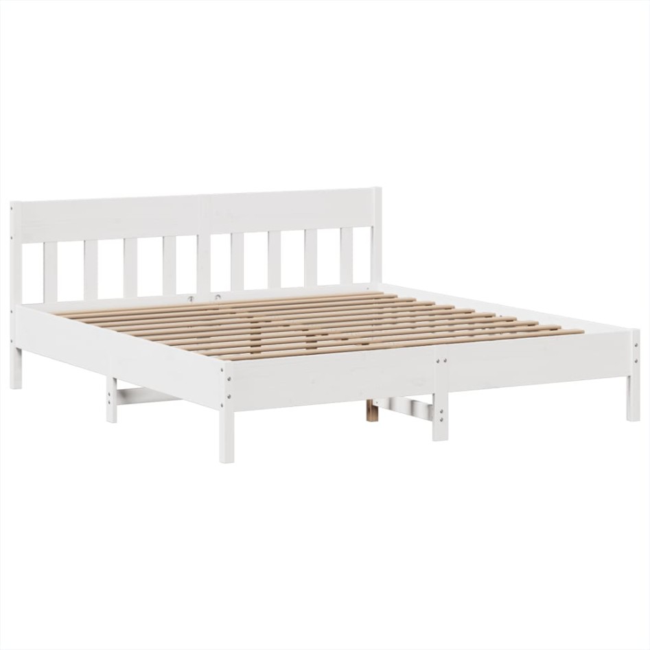 Cama sin colchón madera maciza de pino blanca 180x200