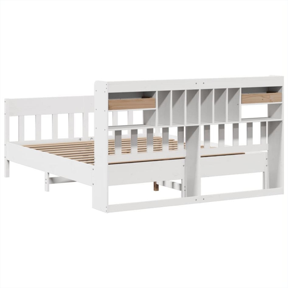 Cama sin colchón madera maciza de pino blanca 180x200