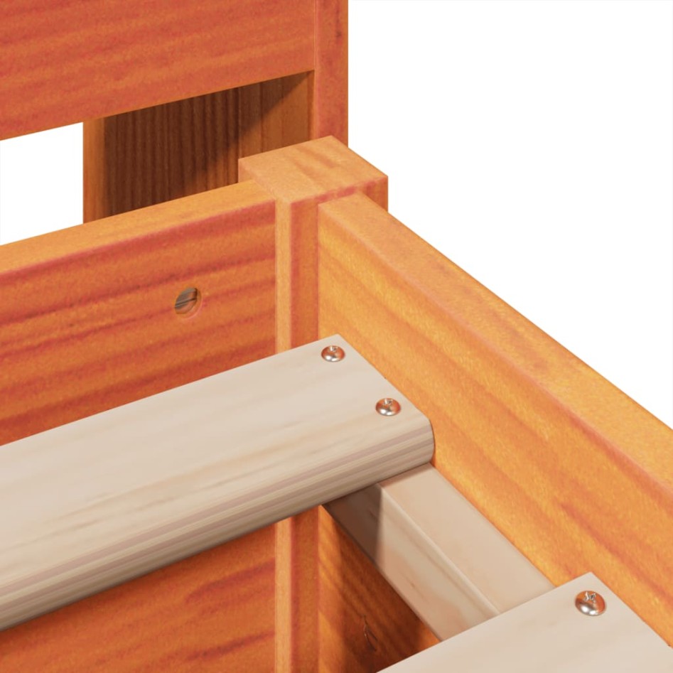 Cama sin colchón madera maciza pino marrón cera 150x200