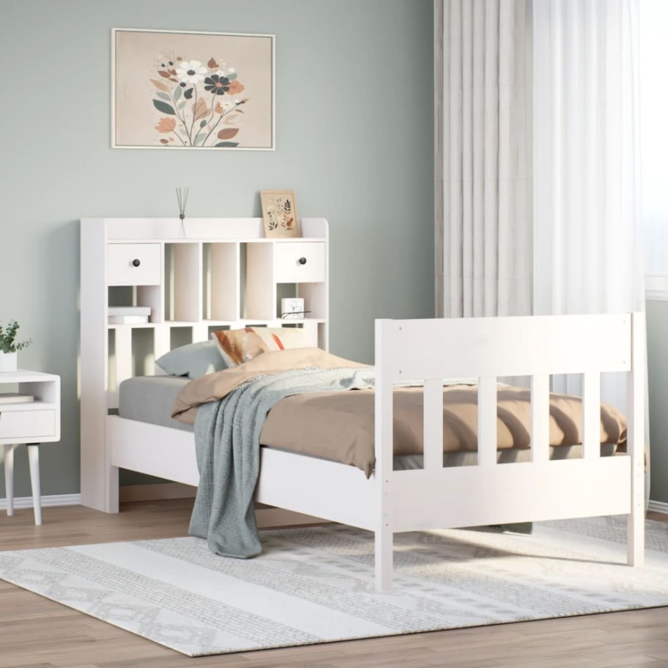Estructura cama sin colchón madera maciza pino blanca