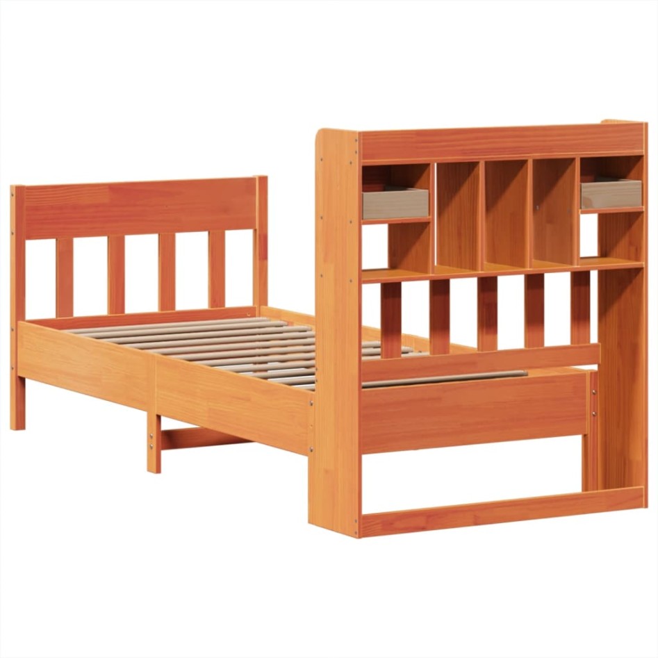 Estructura de cama sin colchón madera de pino marrón 90x200