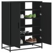 Zapatero de madera de ingeniería y metal negro 75x38x97,5 cm
