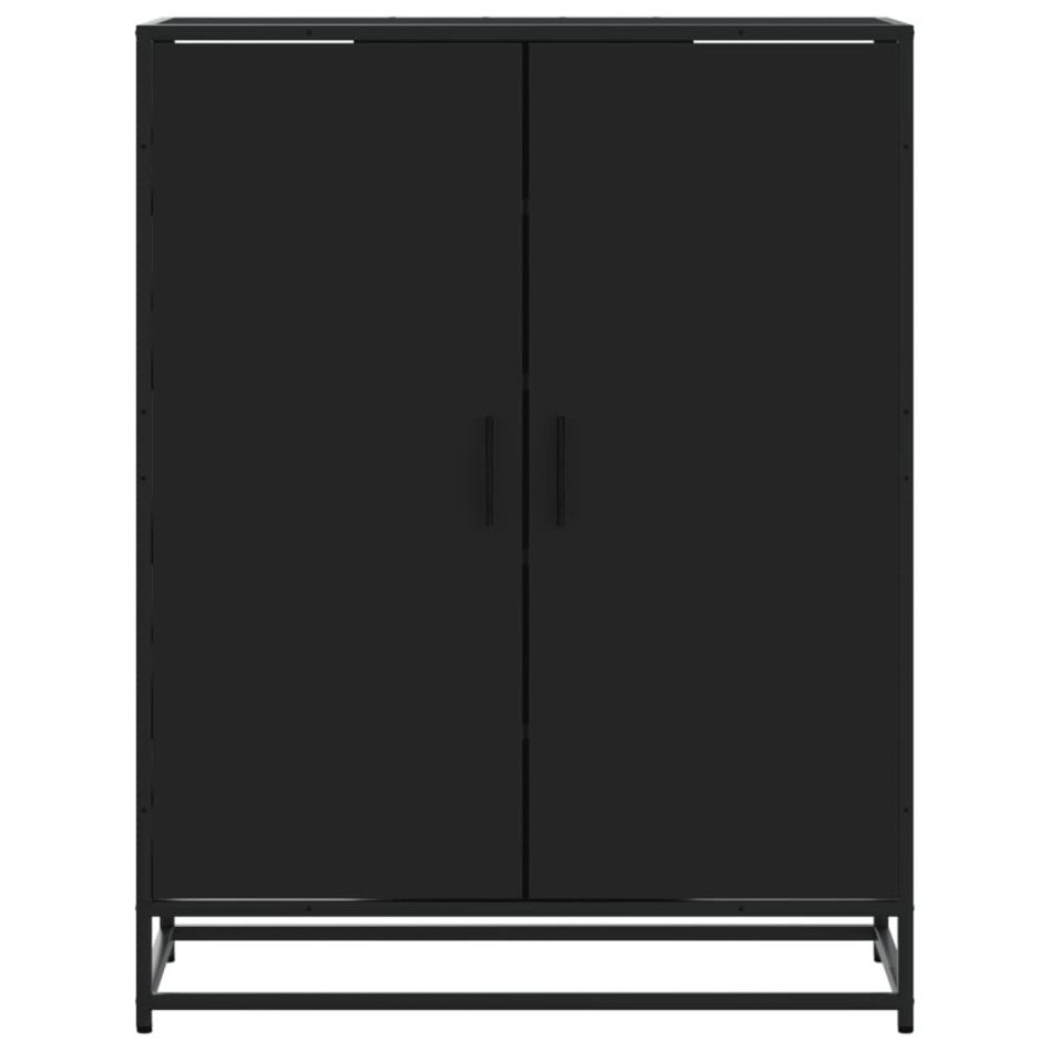 Zapatero de madera de ingeniería y metal negro 75x38x97,5