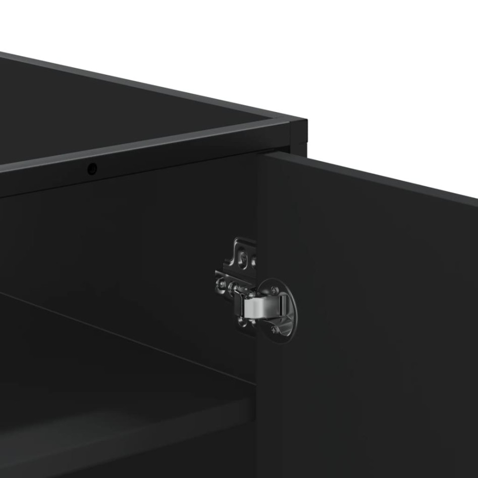 Zapatero de madera de ingeniería y metal negro 75x38x97,5