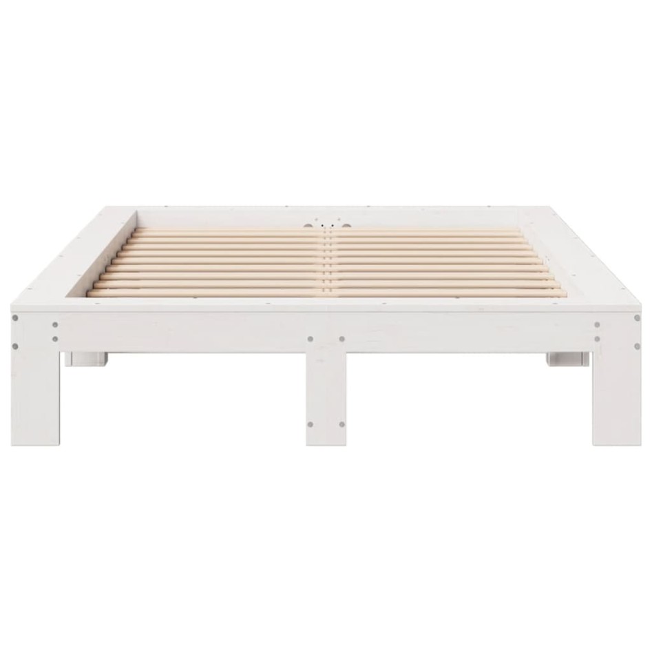 Estructura de cama sin colchón madera maciza blanca 120x190