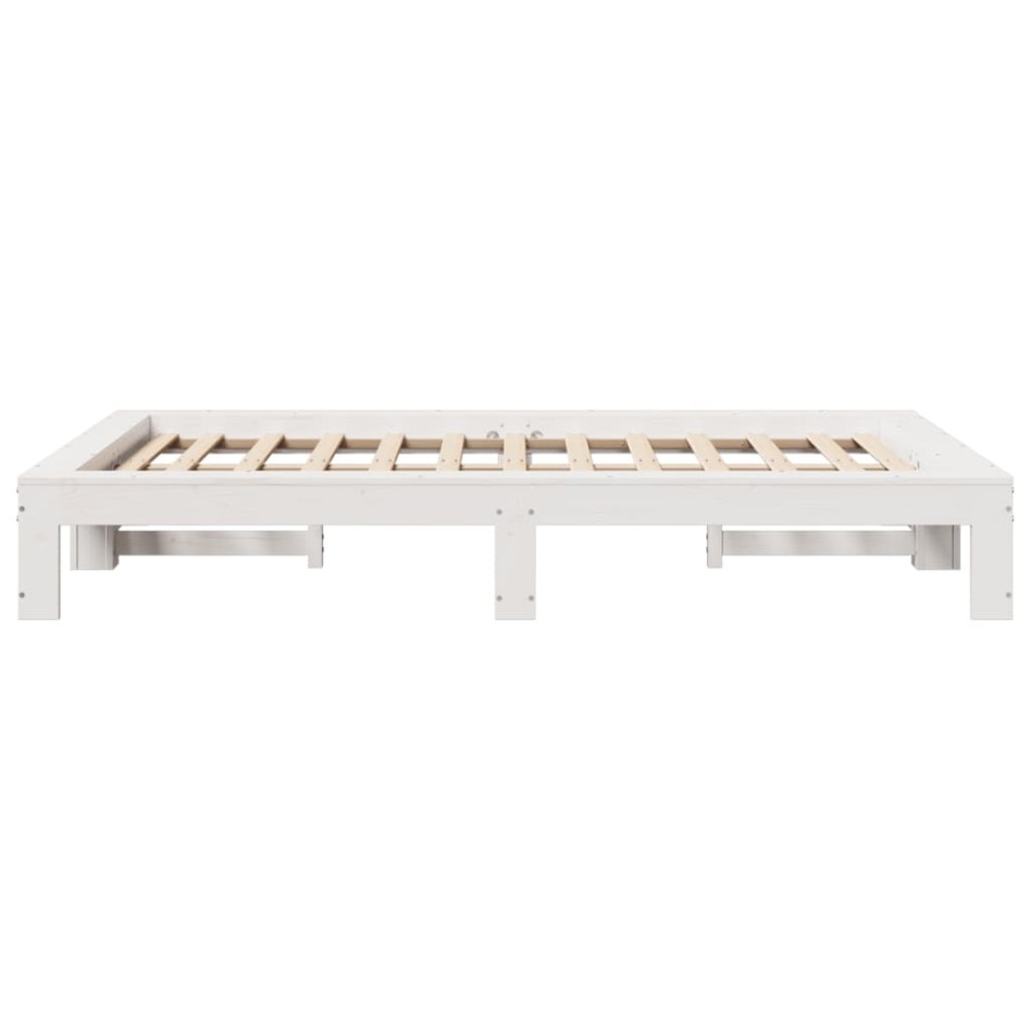 Estructura de cama sin colchón madera maciza blanca 120x190