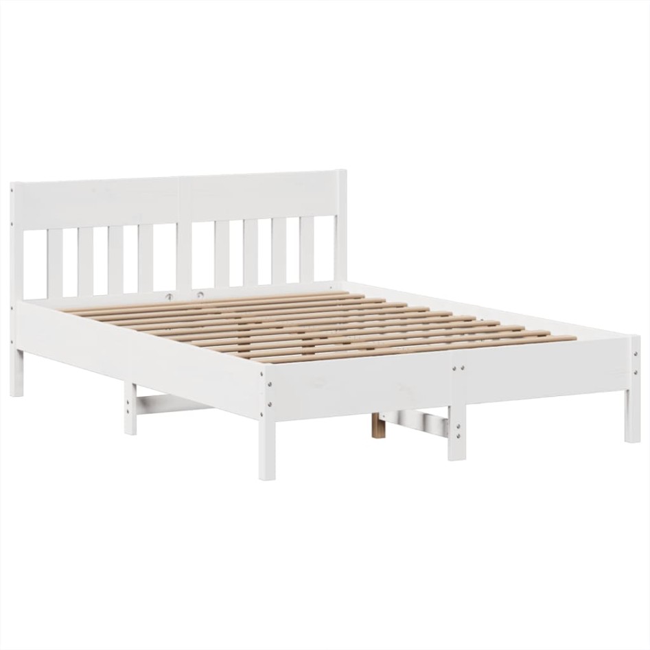 Estructura de cama sin colchón madera de pino blanca 140x190