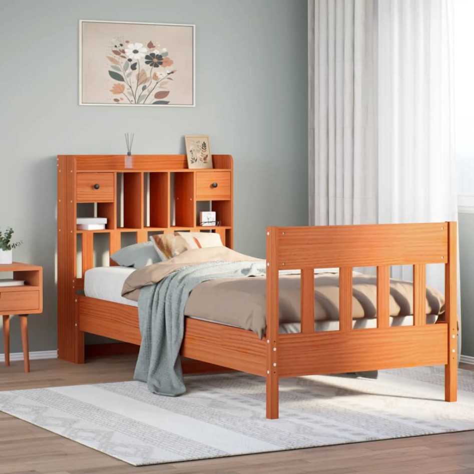 Estructura de cama sin colchón madera maciza marrón 75x190