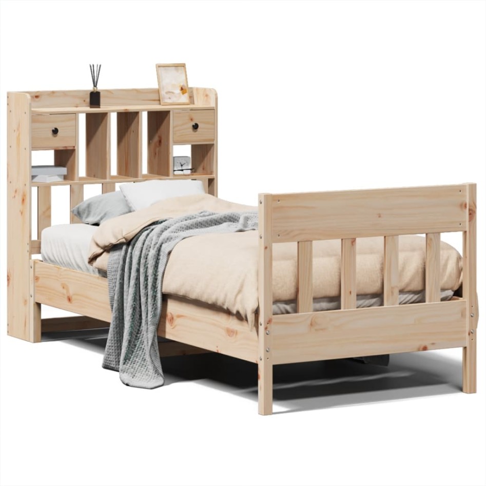 Estructura de cama sin colchón madera maciza pino 75x190