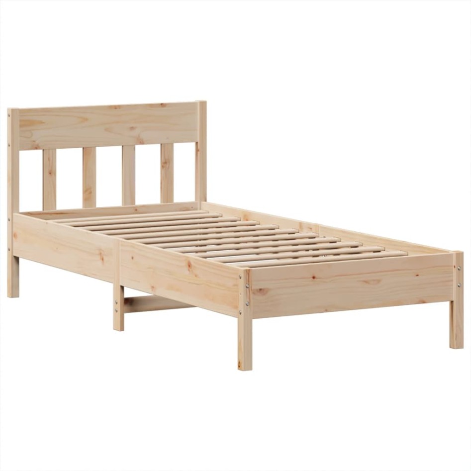 Estructura de cama sin colchón madera maciza pino 75x190