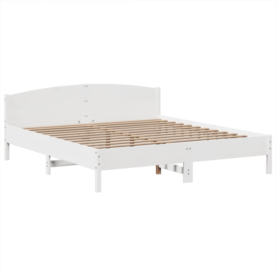 Cama con estantería sin colchón madera maciza blanca 180x200