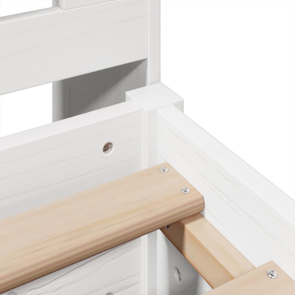 Cama con estantería sin colchón madera maciza blanca 180x200