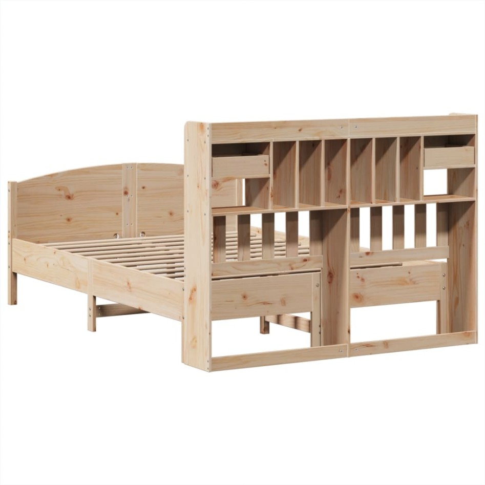Cama con estantería sin colchón madera maciza de pino