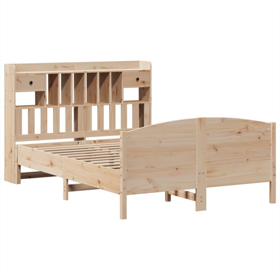 Cama con estantería sin colchón madera maciza de pino