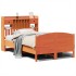 Cama con estantería sin colchón madera maciza marrón