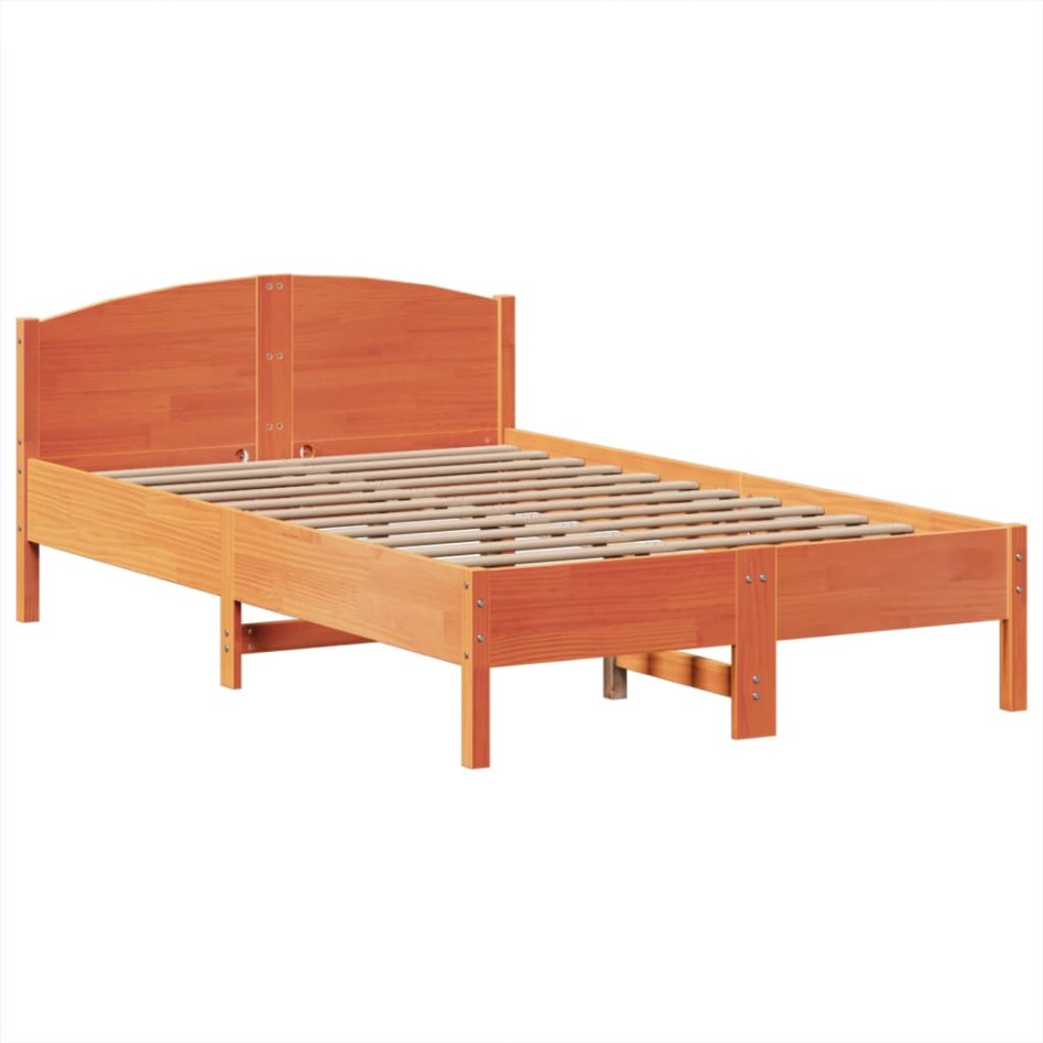 Cama con estantería sin colchón madera maciza marrón