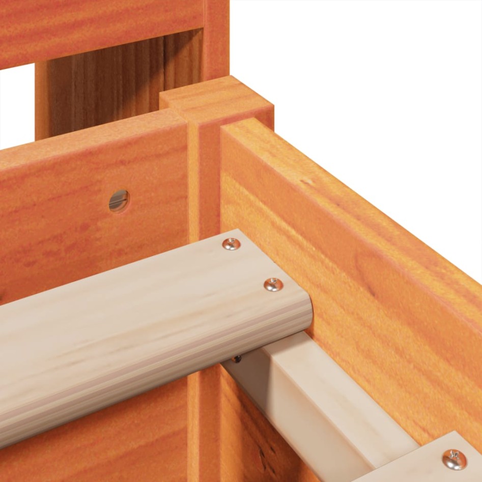 Cama con estantería sin colchón madera maciza marrón