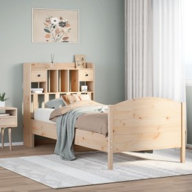 Cama con estantería sin colchón madera maciza de pino 90x200