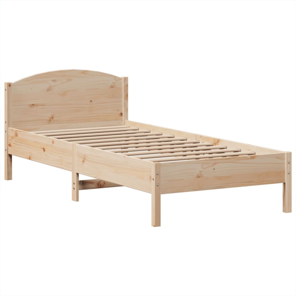 Cama con estantería sin colchón madera maciza de pino 90x200