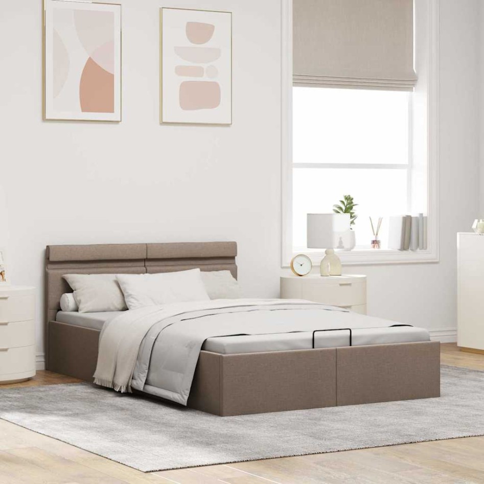 Cama canapé hidráulica almacenaje sin colchón taupe 120x200