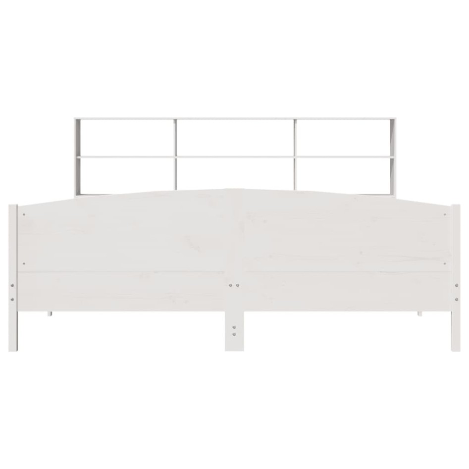 Cama con estantería sin colchón madera maciza blanca 200x200