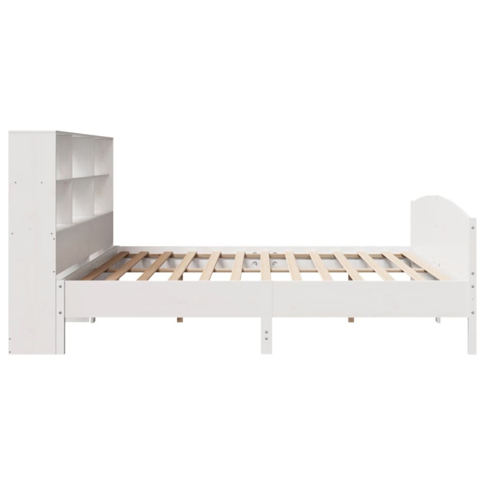 Cama con estantería sin colchón madera maciza blanca 200x200