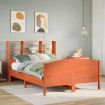 Cama con estantería sin colchón madera maciza marrón 160x200 cm