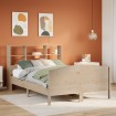 Cama con estantería sin colchón madera maciza de pino 160x200cm