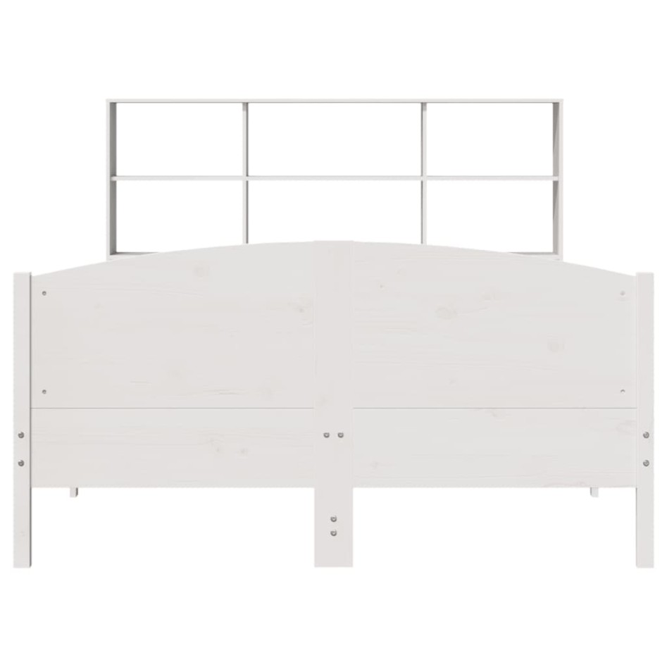 Cama con estantería sin colchón madera maciza blanca 150x200
