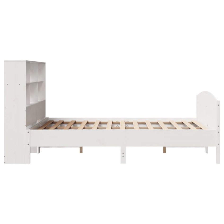 Cama con estantería sin colchón madera maciza blanca 150x200