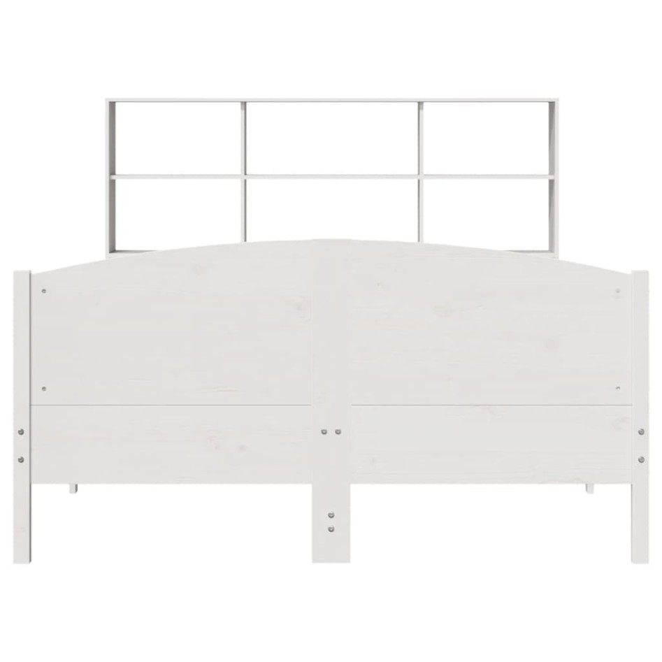 Cama con estantería sin colchón madera maciza blanca 135x190