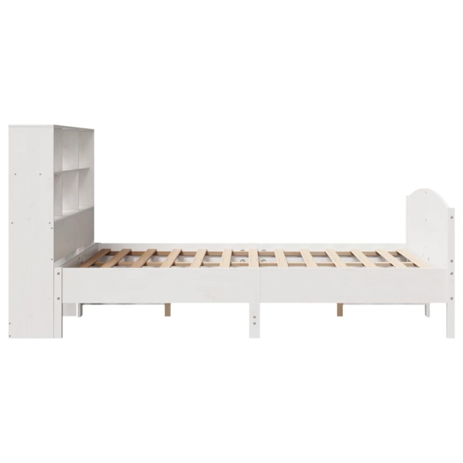 Cama con estantería sin colchón madera maciza blanca 135x190
