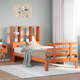 Sofá con estantería sin colchón madera maciza marrón 90x200