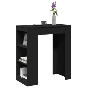 Mesa alta con estantes madera ingeniería negra 95x47x103,5