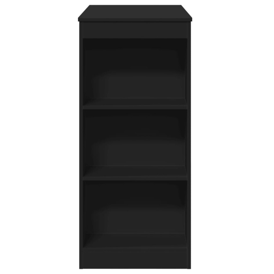 Mesa alta con estantes madera ingeniería negra 95x47x103,5