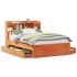 Cama con estantería sin colchón madera maciza marrón 150x200
