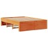 Cama con estantería sin colchón madera maciza marrón 150x200