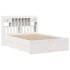 Cama con estantería sin colchón madera maciza blanca 140x190