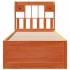 Cama con estantería sin colchón madera maciza marrón 75x190