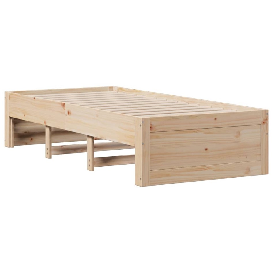 Cama con estantería sin colchón madera maciza de pino 75x190