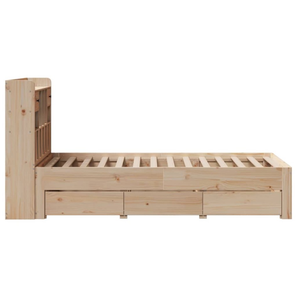 Cama con estantería sin colchón madera maciza de pino 75x190