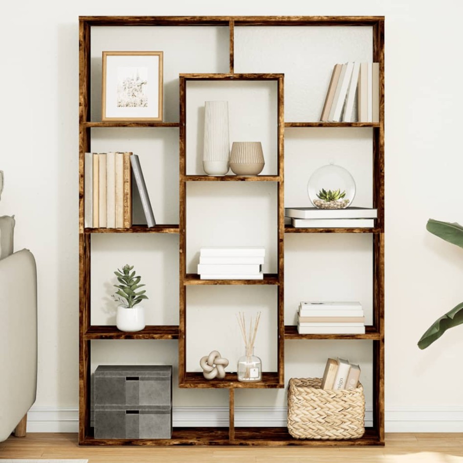 Estantería de madera de ingeniería roble ahumado 102x29x143