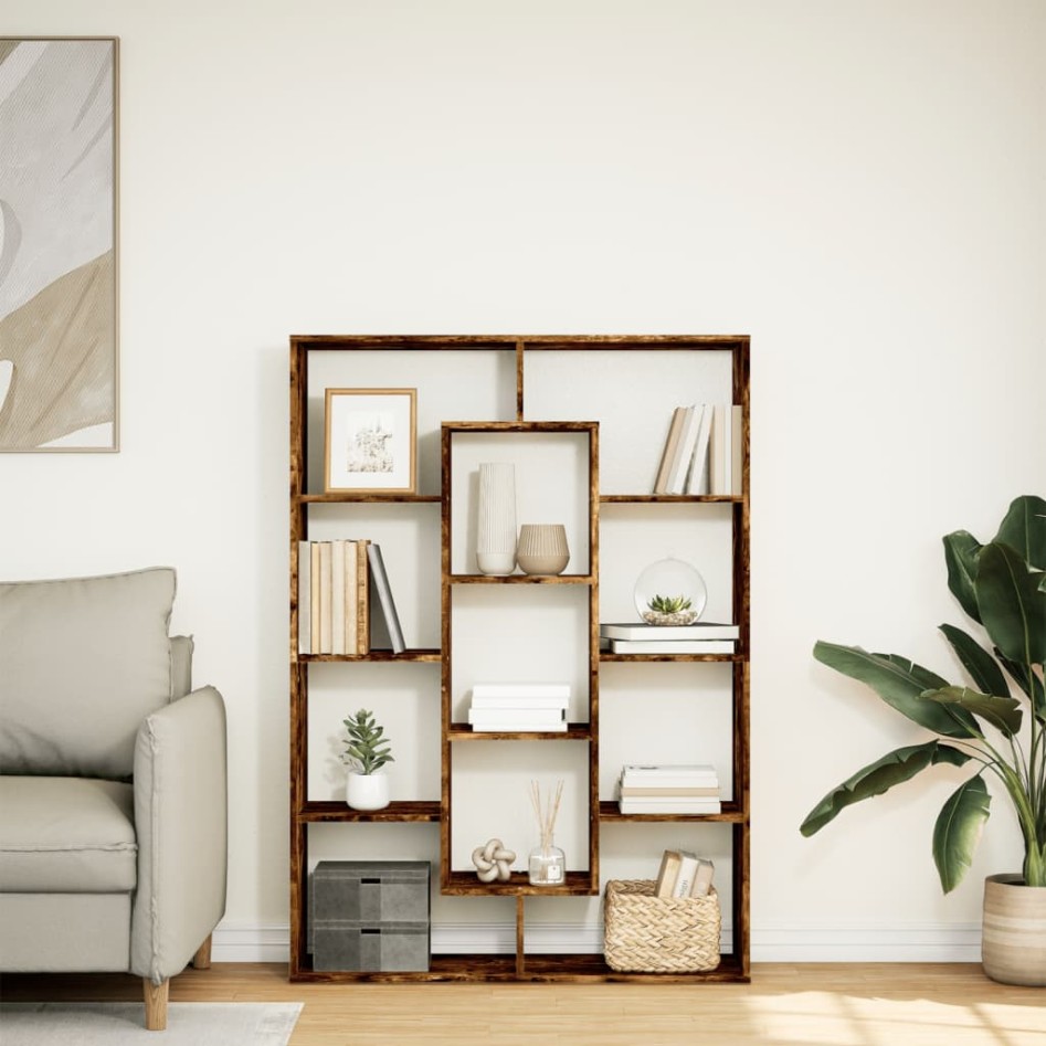 Estantería de madera de ingeniería roble ahumado 102x29x143