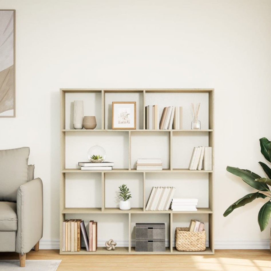 Estantería de madera de ingeniería roble Sonoma 132x29x141,5