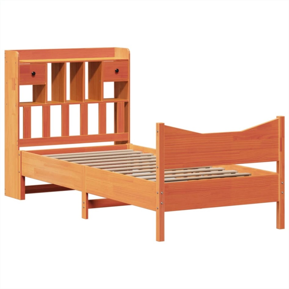 Estructura de cama sin colchón madera de pino marrón 90x200
