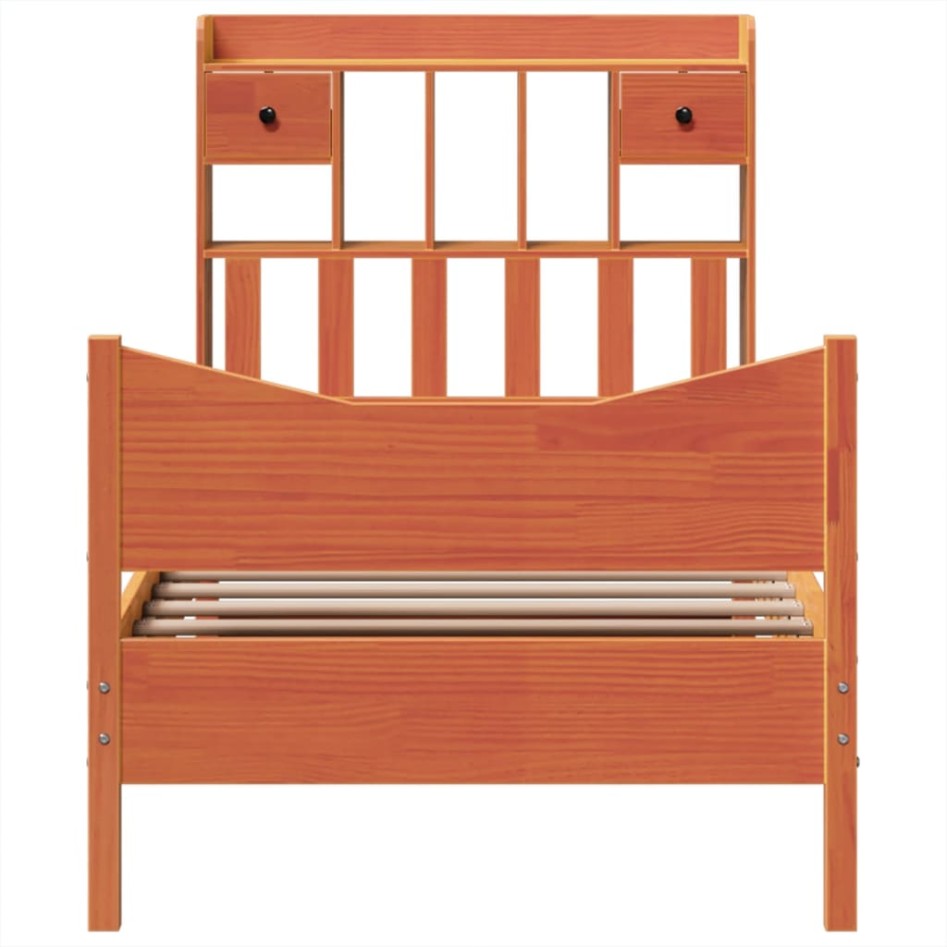 Estructura de cama sin colchón madera de pino marrón 90x200