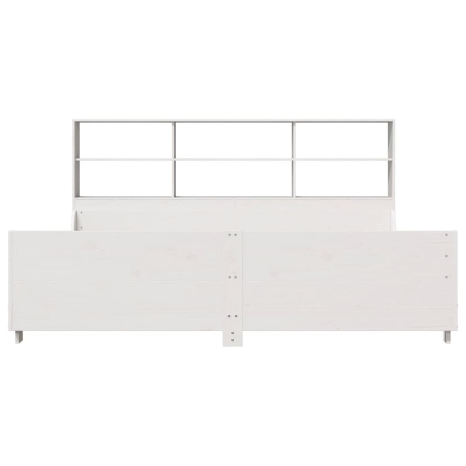 Cama con estantería sin colchón madera maciza blanca 200x200