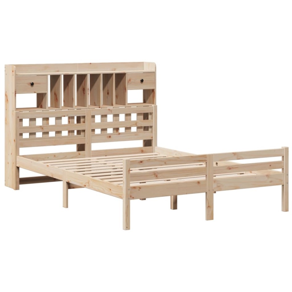 Cama con estantería sin colchón madera maciza de pino