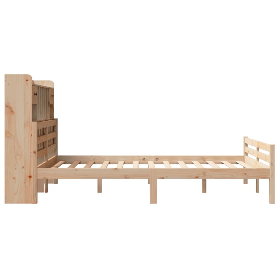 Cama con estantería sin colchón madera maciza de pino