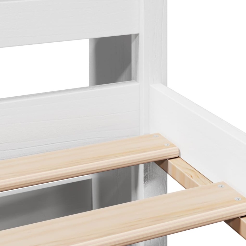 Cama con estantería sin colchón madera maciza blanca 160x200